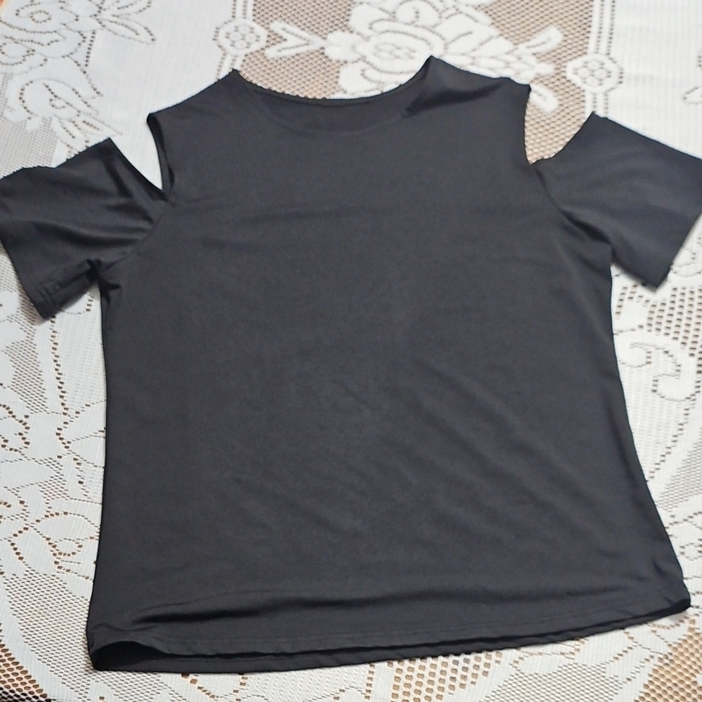 Elegant Black Cold Shoulder Top